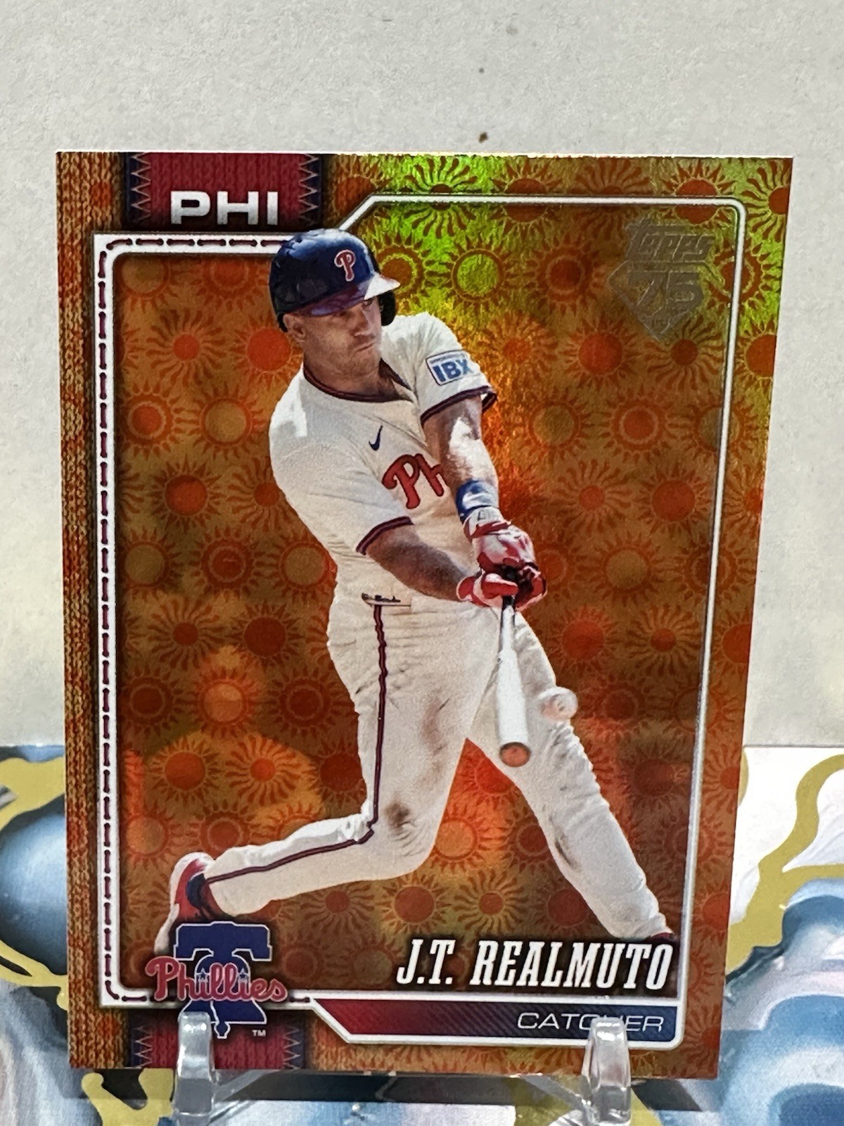 J.T. Realmuto 2026 Topps Series 2 Orange Sun Holo Foil #363 Phillies