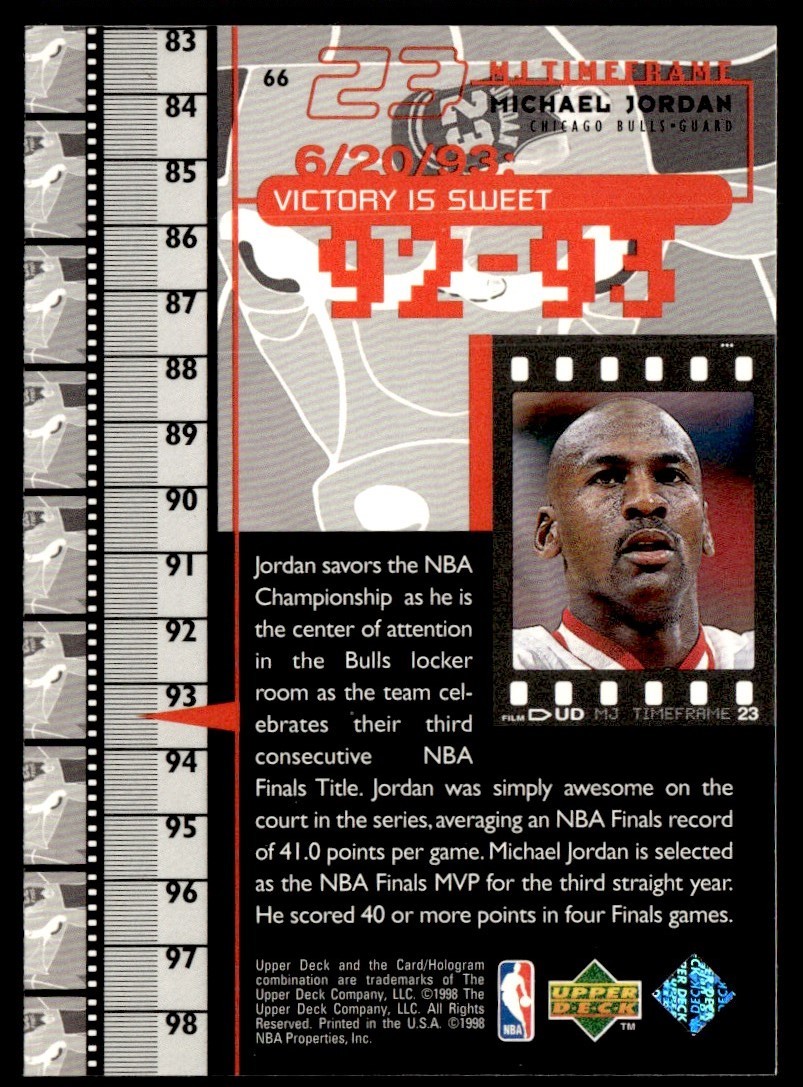 1998-99 Upper Deck MJ Timeframe Michael Jordan Chicago Bulls #66