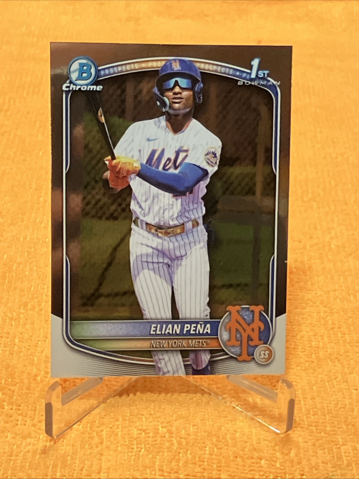 Elian Peña 1st 2025 Bowman Chrome #BCP-155 BOWMAN CHROME PROSPECT New York Mets