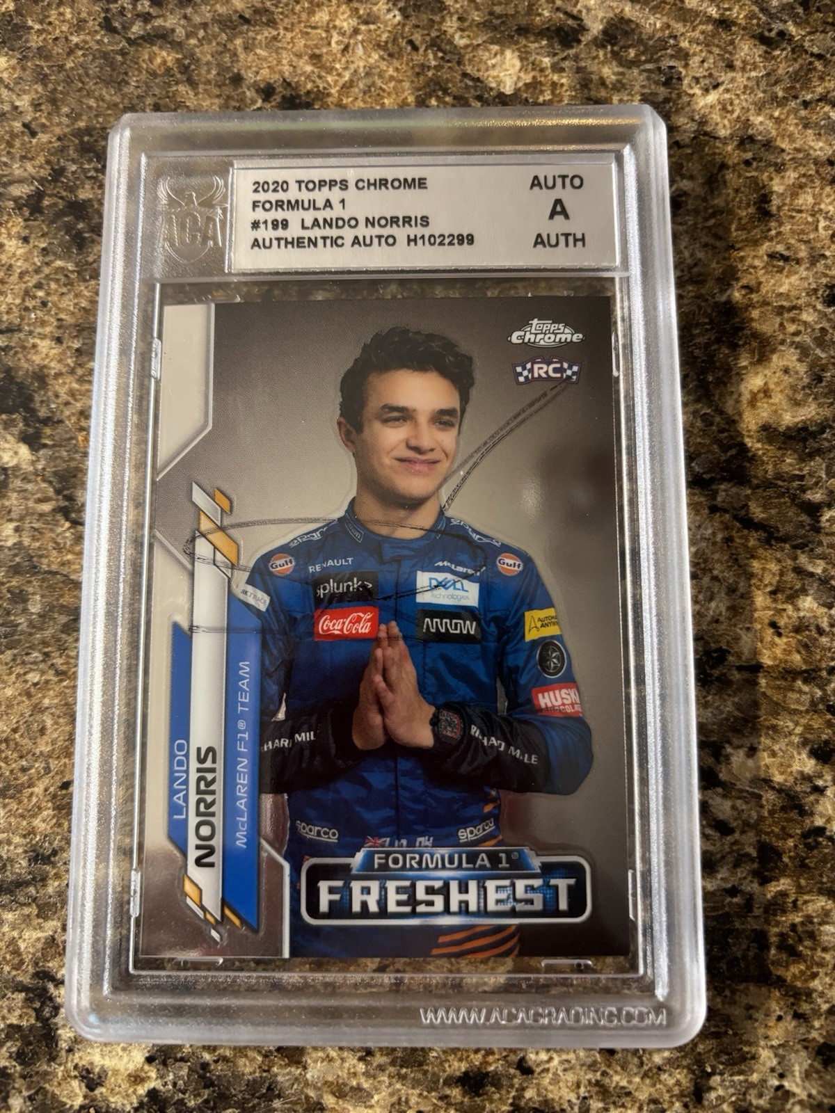 2020 Topps Chrome Formula 1 #199 Lando Norris/F1 Freshest RC Auto ACA Certificat