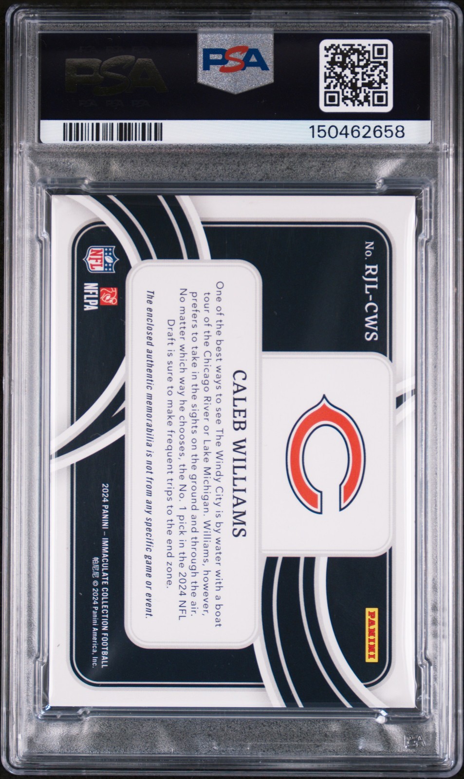 2024 PANINI IMMACULATE COLLECTION ROOKIE JUMBO LOGOS CALEB WILLIAMS 23/23 PSA 8