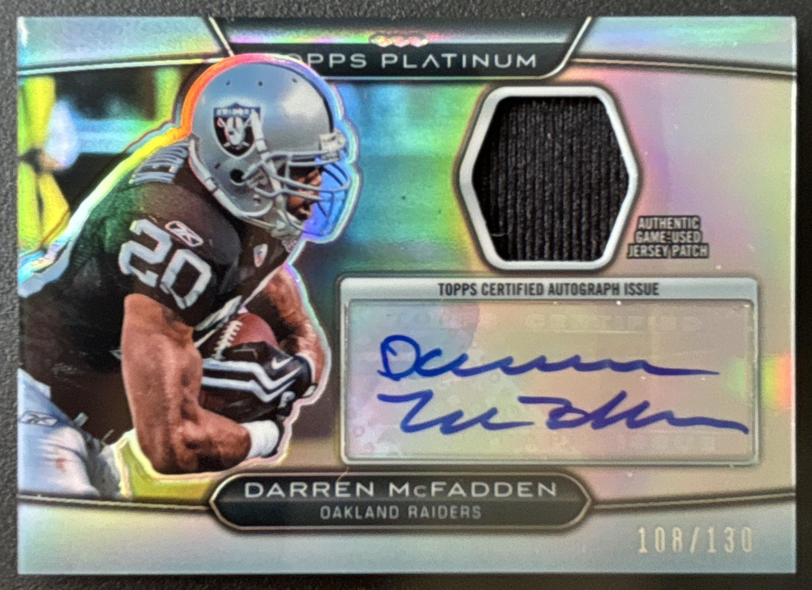 2010 Topps Platinum Darren McFadden Auto Patch /130 #ARP-DM Raiders