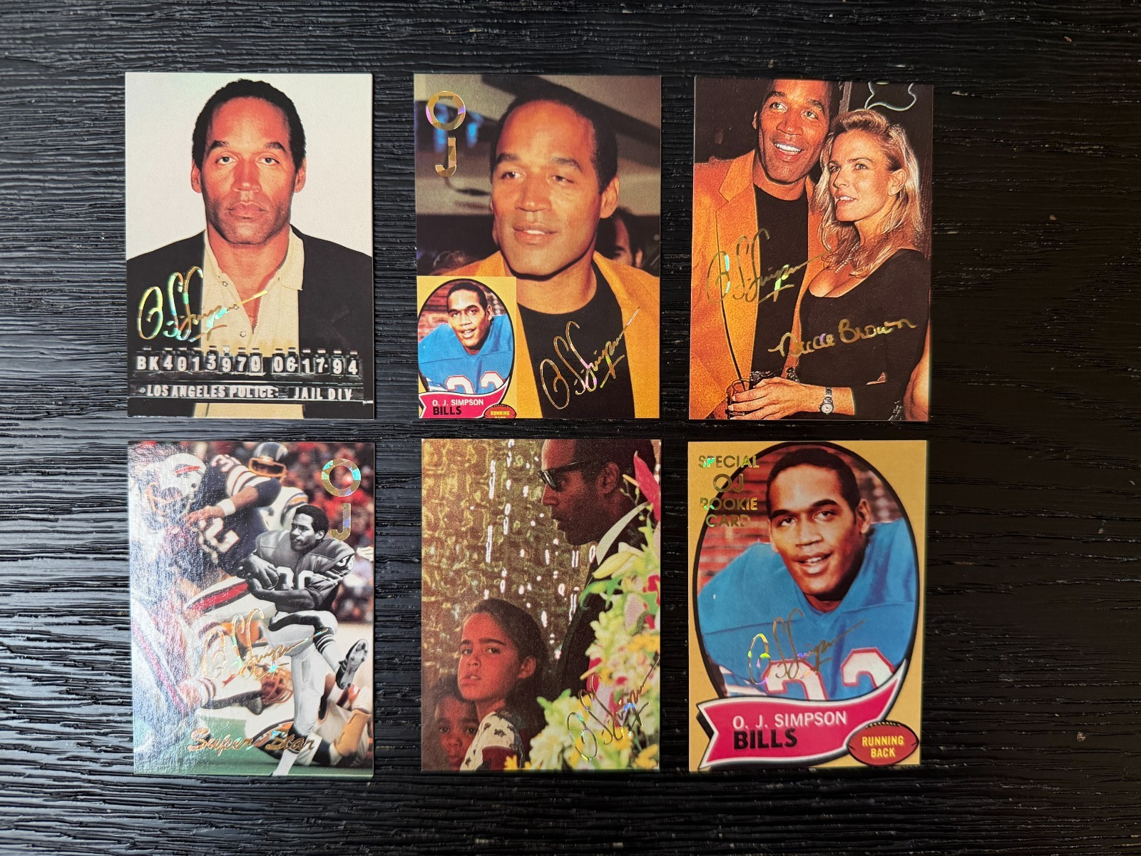 OJ Simpson 1990’s Special Novelty Cards Set of 6 NEAR MINT Rookie & Mugshot