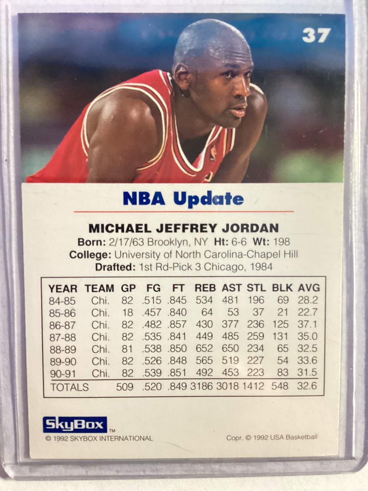 1992 SkyBox USA Michael Jordan #37 Chicago Bulls NICE !!!
