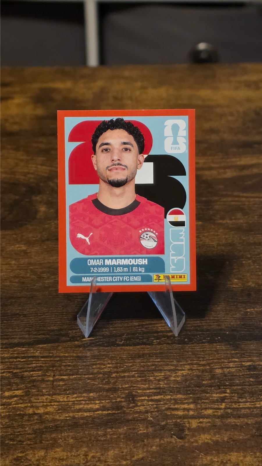 2026 FIFA Panini World Cup Red Parallel Border Omar Marmoush Sticker EGY #20