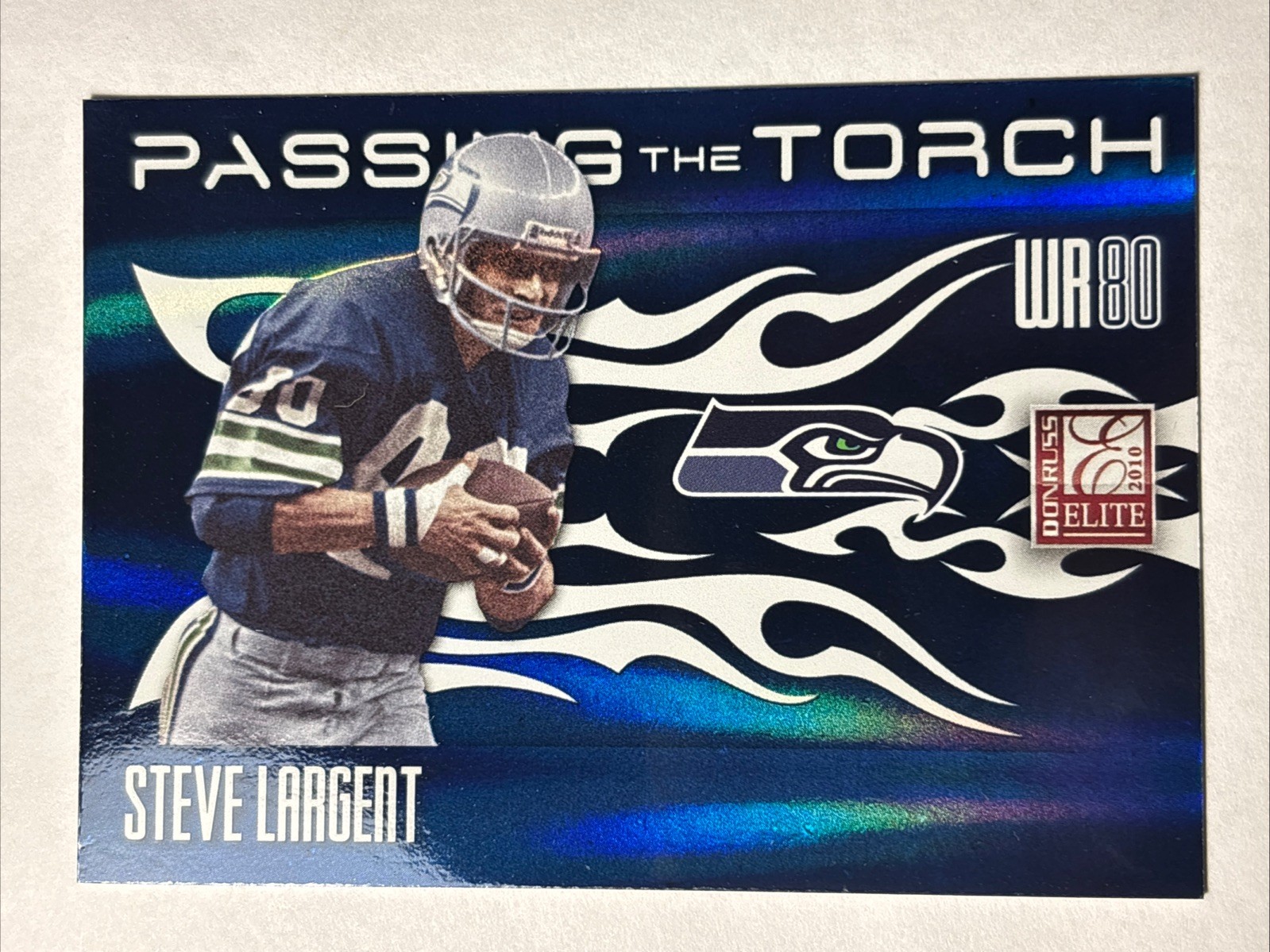 2010 Elite Passing The Torch Blue Color Match Steve Largent Wes Welker 37/49!