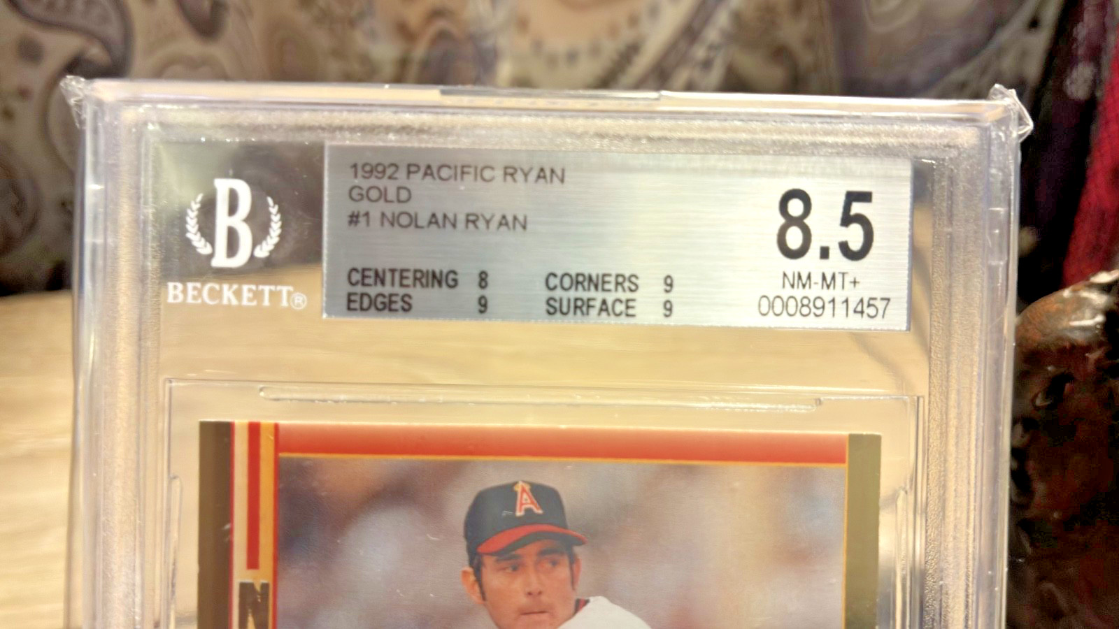 1991 Pacific Nolan Ryan card 1st No-hitter “Number One” Gold chase card BGS 8.5