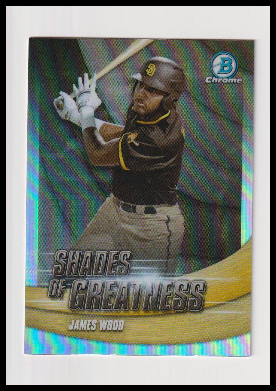 2022 Bowman Chrome James Wood San Diego Padres Shades of Greatness Refraactor
