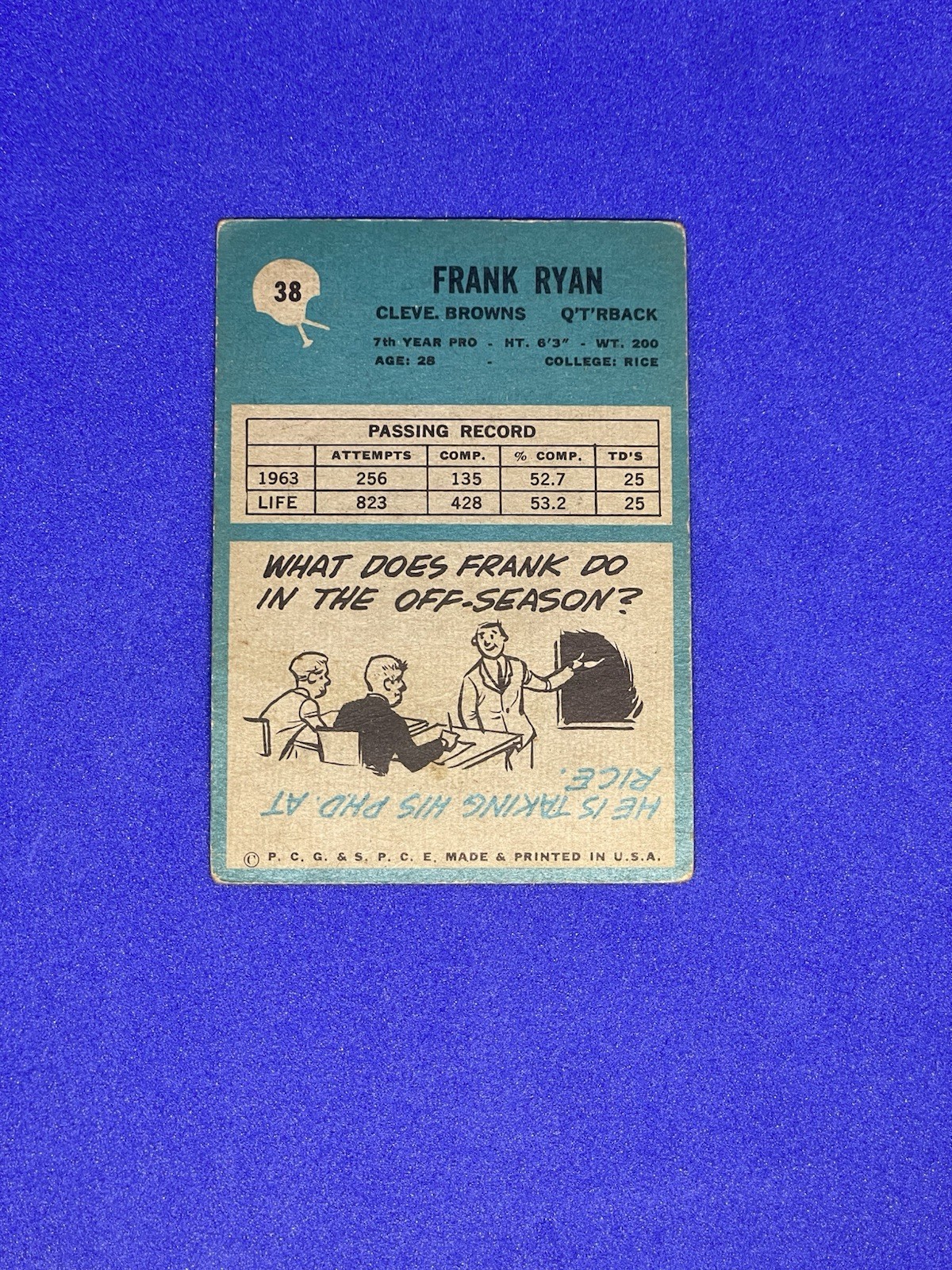 1964 Philadelphia – Frank Ryan #38 See Photos For Condition