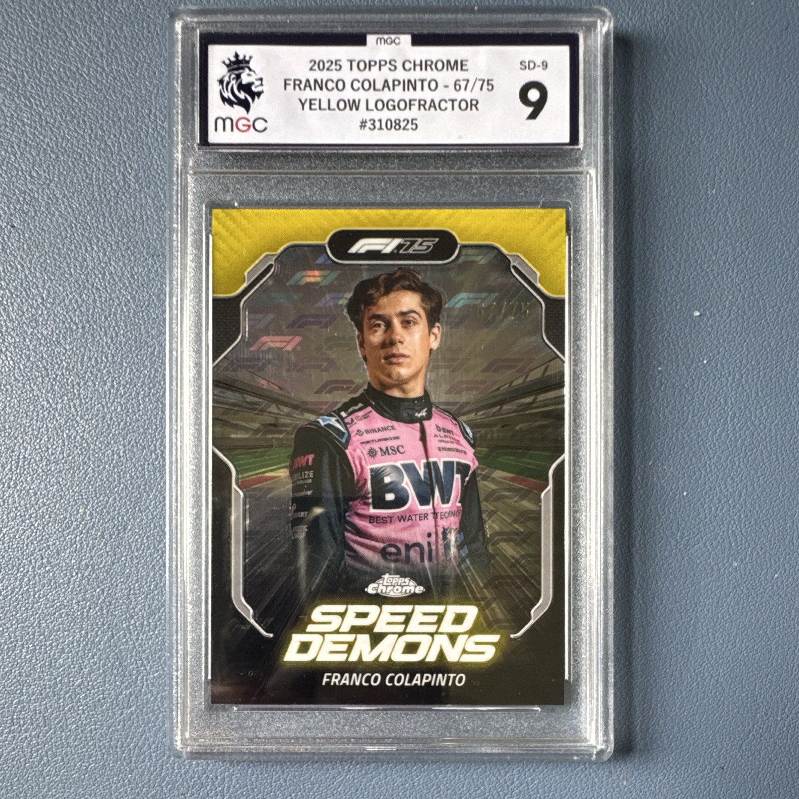 Topps 2025 Chrome F1 Logofractor Speed Demons Colapinto SD-9 Yellow 67/75 MGC 9