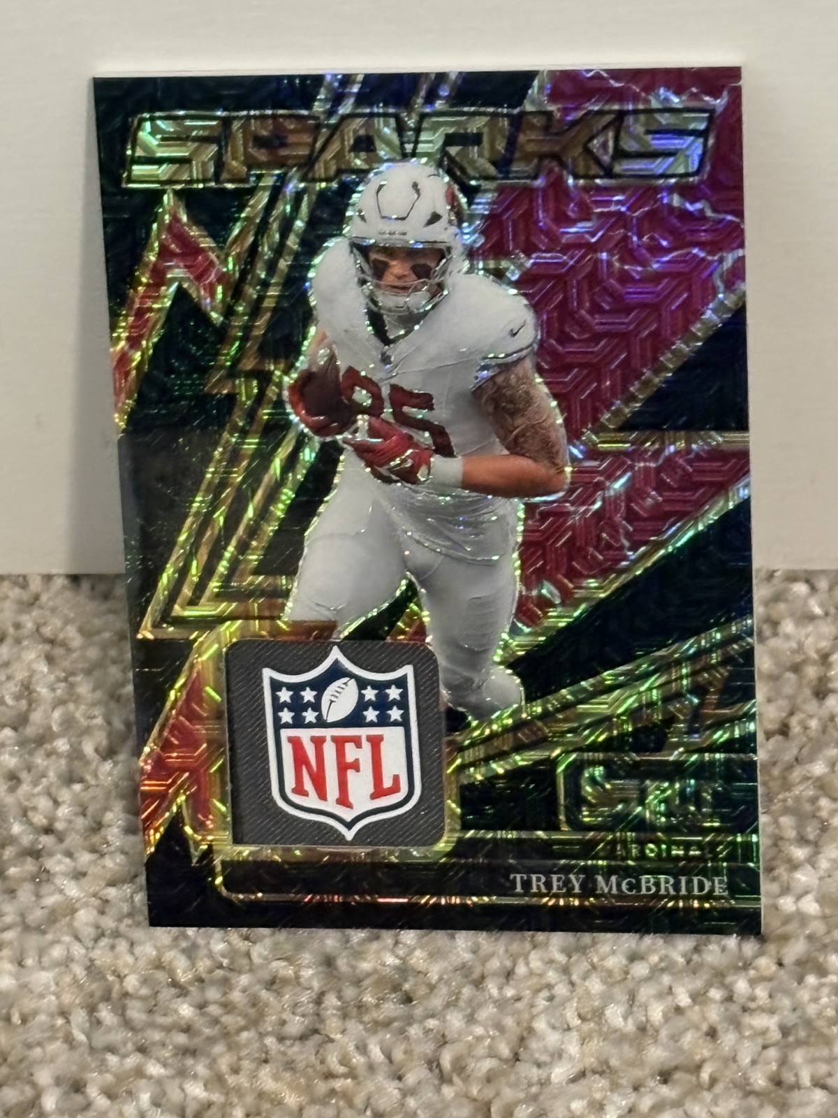 1/1💥RARE 2025 Panini Select Football Trey McBride Sparks Black NFL Shield Patch