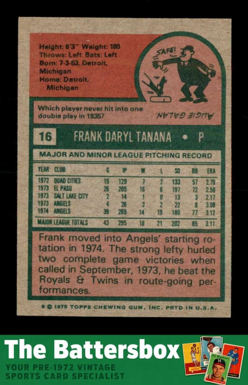 1975 Topps #16 Frank Tanana EXMT/EXMT+ X3733894