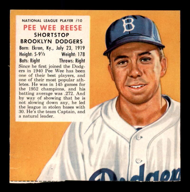 1953 Red Man NL #10 Pee Wee Reese VG J3604826