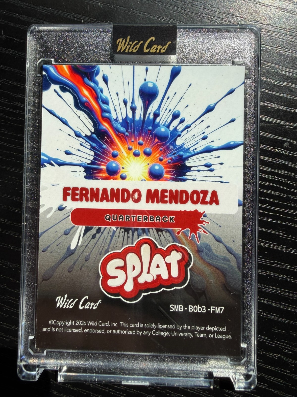Fernando Mendoza 1/2 Rookie 2026 Wild Card Splat Edition Blue Red Yellow