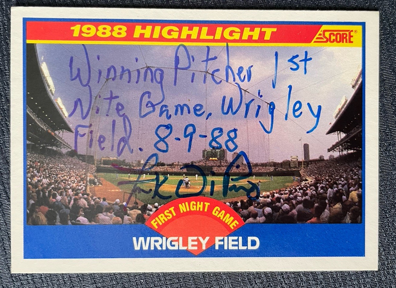 1989 Score #652 Wrigley Field Frank DiPino Winning Pitcher 8/9/88 Signed Auto