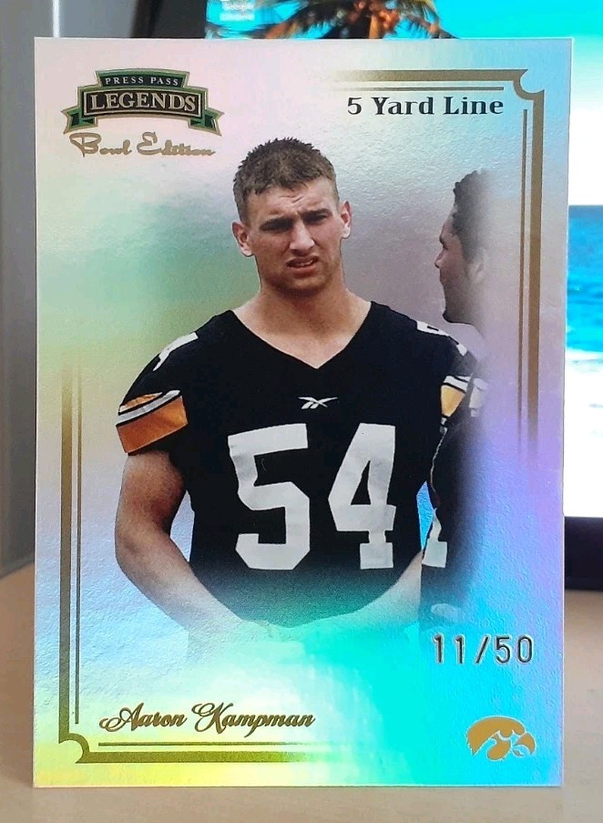 2008 AARON KAMPMAN PP LEGENDS BOWL *5 YD* 11/50 GREEN BAY PACKERS IOWA HAWKEYES