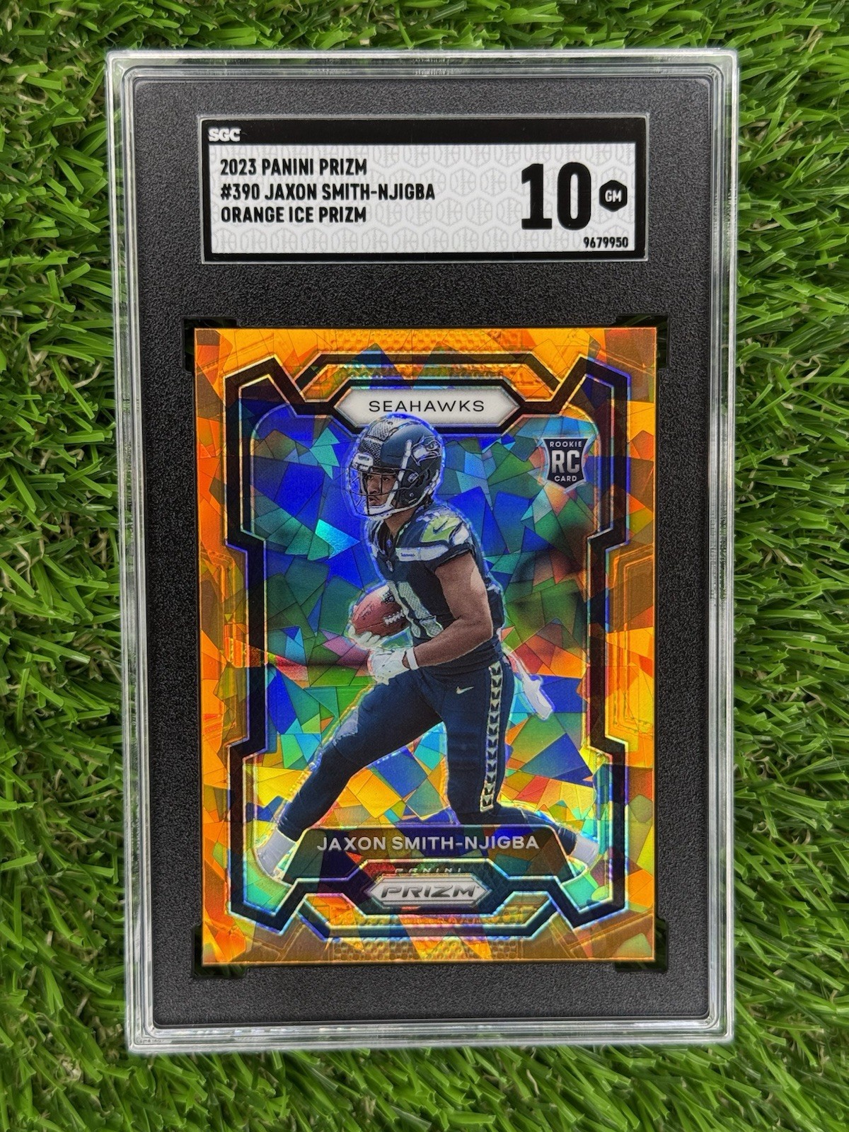 2023 Panini Prizm Rookies Jaxon Smith-Njigba #390 Orange Ice Prizm (RC) – SGC 10