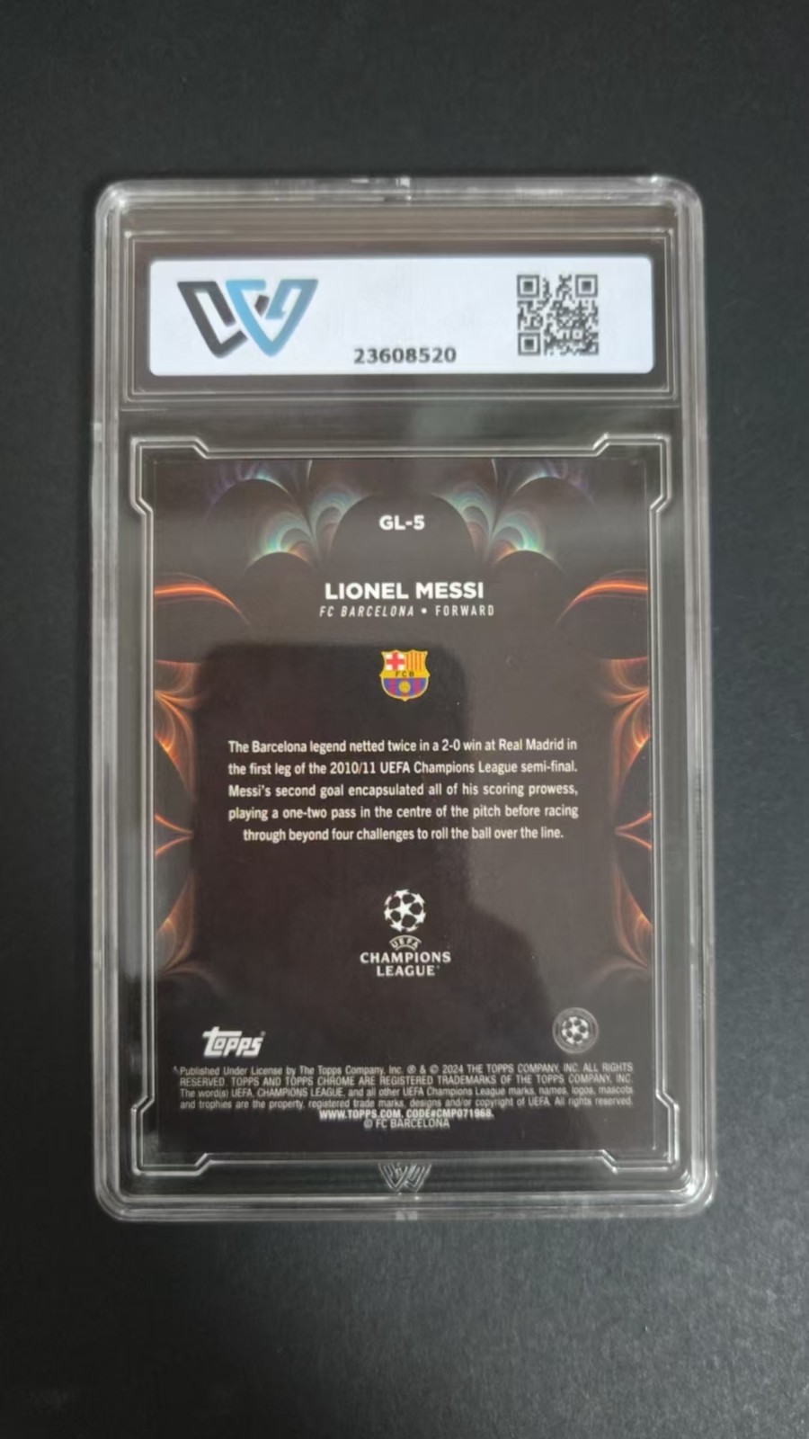 2023-24 TOPPS CHROME UCC LIONEL MESSI #GL-5 WCG 10 ≈ PSA