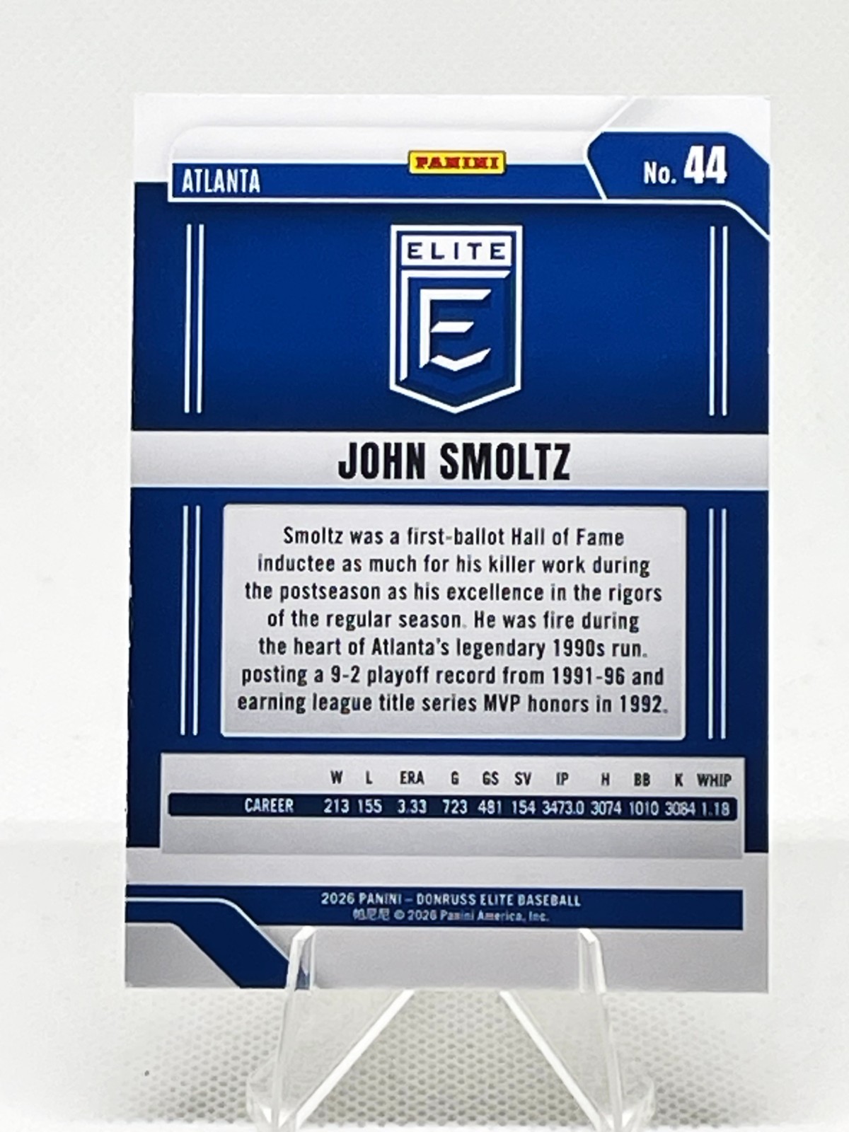 2026 Panini Donruss Elite John Smoltz #44 Atlanta Braves HOF