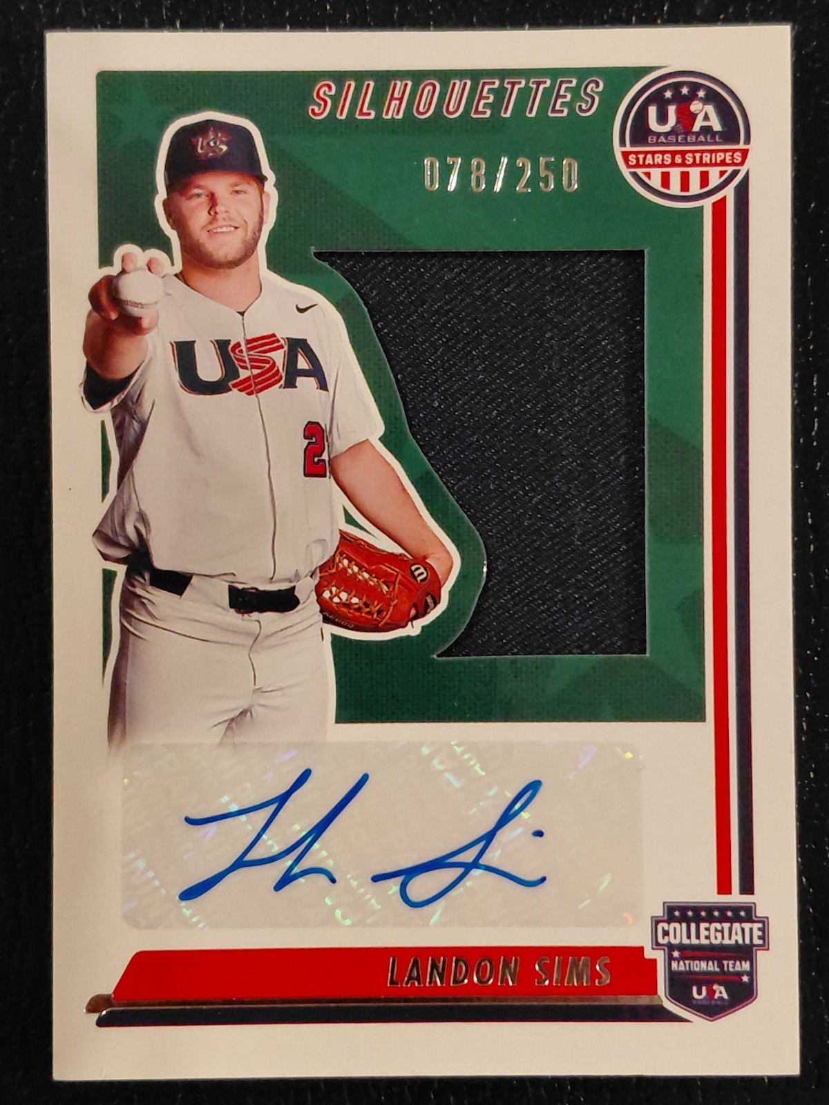 2022 Panini USA Baseball Stars & Stripes Landon Sims #SIL-LS Patch Auto /250
