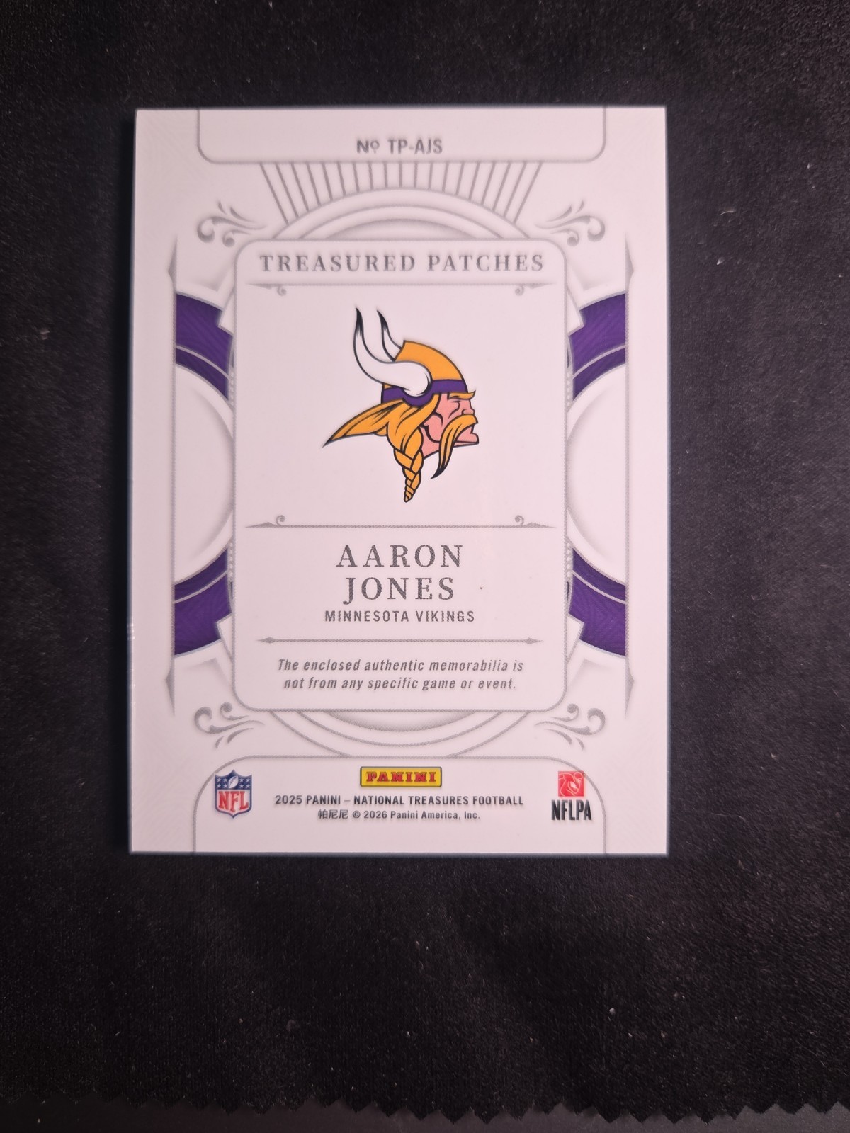 2025 Panini National Treasures #TPAJS Aaron Jones Tri-Color Patch /49 Vikings 🔥