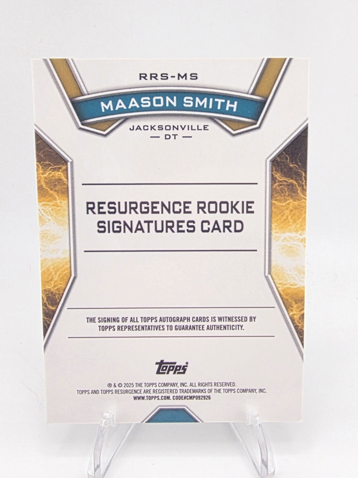 2025 Topps Resurgence Maason Smith RC Auto Jacksonville Jaguars DT LSU