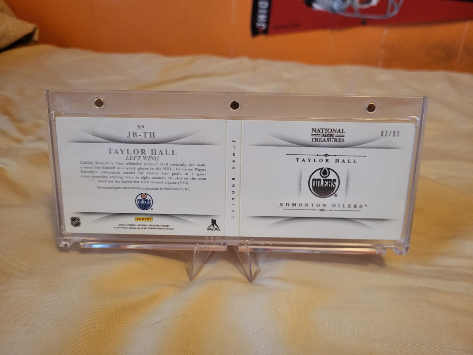 2013/14 Panini National Treasures Taylor Hall Jumbo Jersey Booklet /99