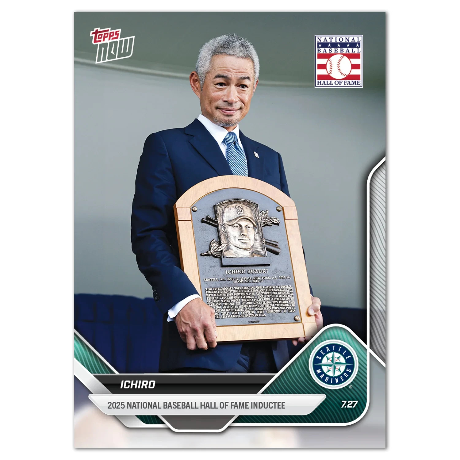 ICHIRO SUZUKI 2025 BASEBALL HALL OF FAME & COOPERSTOWN PLAQUE TOPPS NOW CARD 474