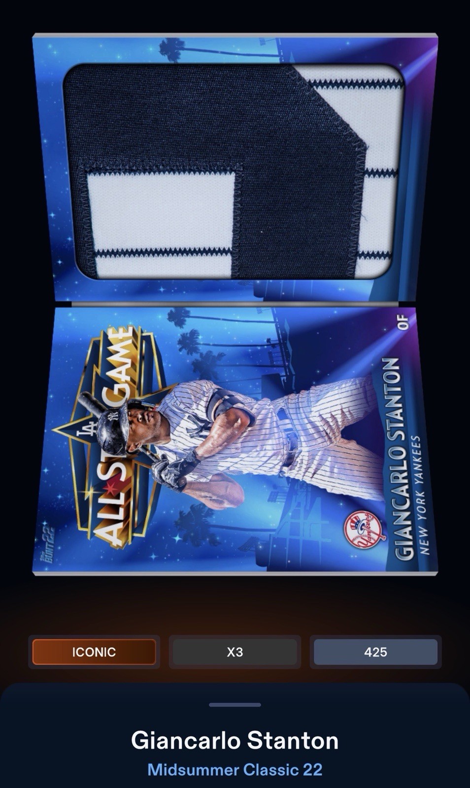 DIGITAL! BUNT 2022 Midsummer Classic Giancarlo Stanton Letter Booklet Iconic!