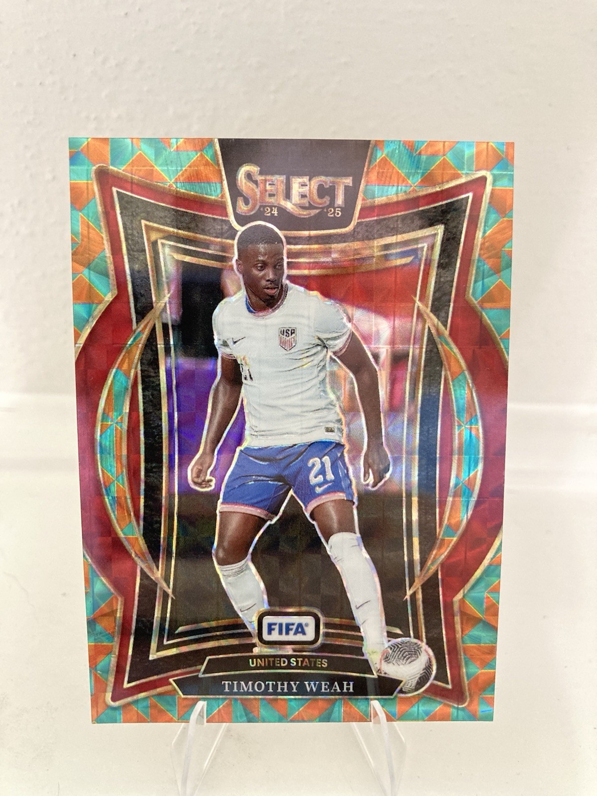 2024-25 Panini Select FIFA Terrace Timothy Weah #99 Tessellation Prizm /15 USMNT