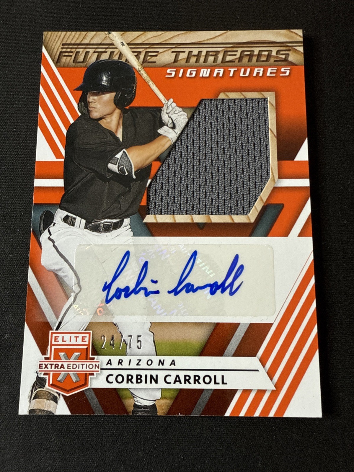 2020 Elite Extra Edition CORBIN CARROLL Future Threads Patch Auto Orange #24/75