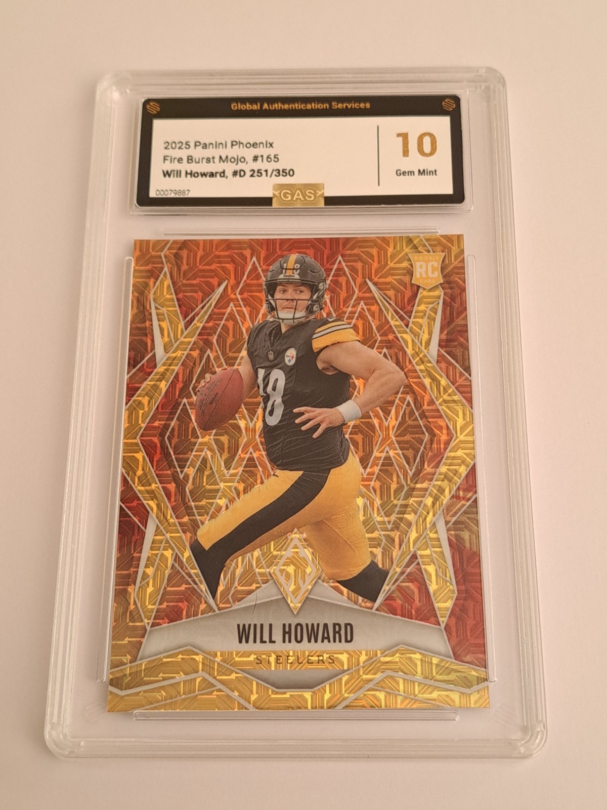 WILL HOWARD 2025 PANINI PHOENIX FIREBURST PRIZM ROOKIE SP 251/350 GAS 10 GEM