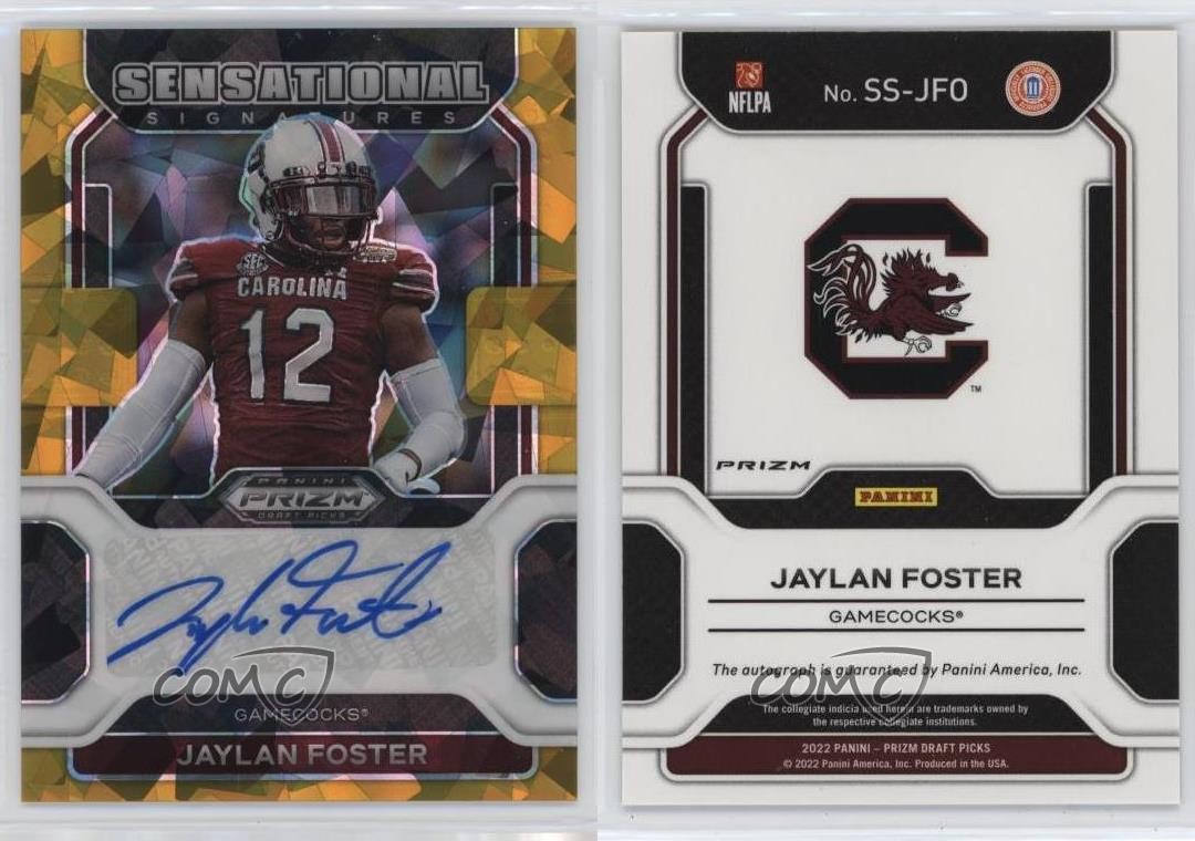 2023 Panini Chronicles Draft Picks Gold Ice Prizm Jaylan Foster Auto 12zb