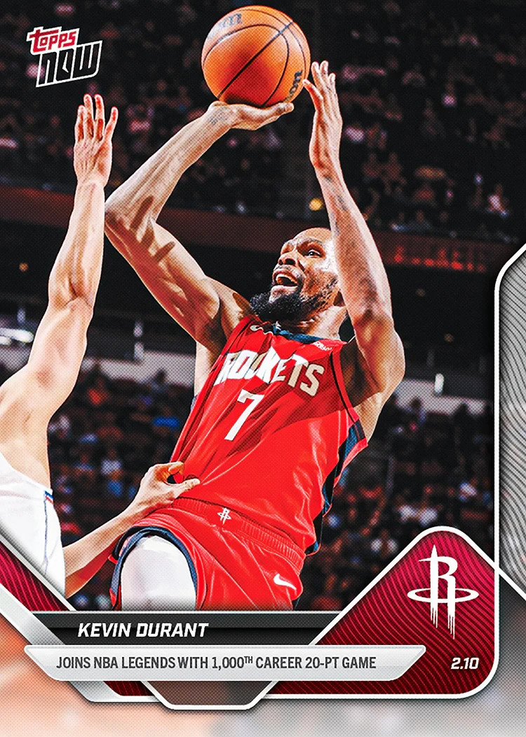 Kevin Durant 1,000th 20 Pt Game 2025-26 NBA Topps NOW Card 169 Presale