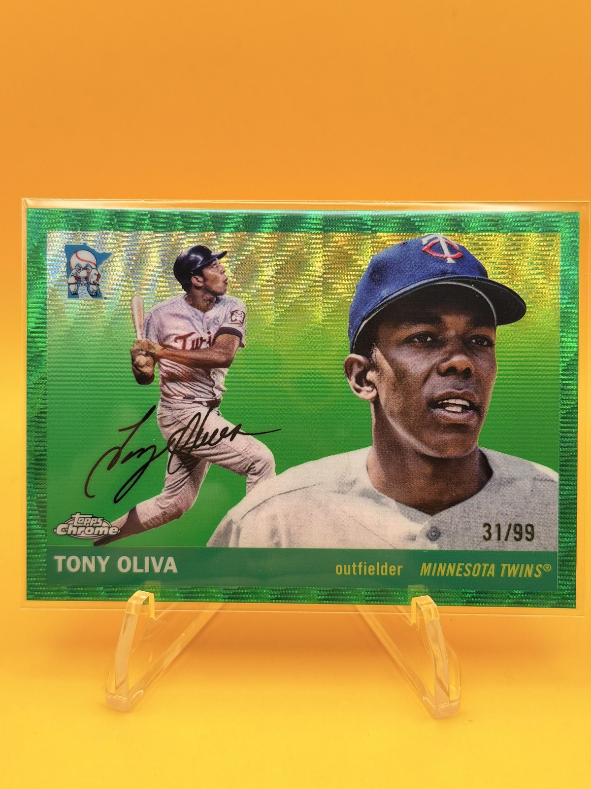 2025 Topps Chrome Platinum #445 Tony Oliva Green Wave Refractors #/99