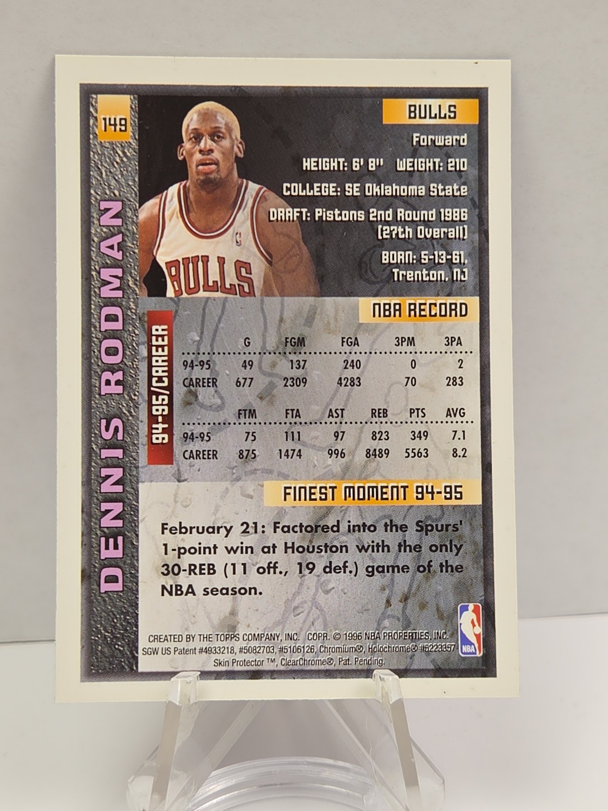 1995-96 Topps Finest – Dennis Rodman #149