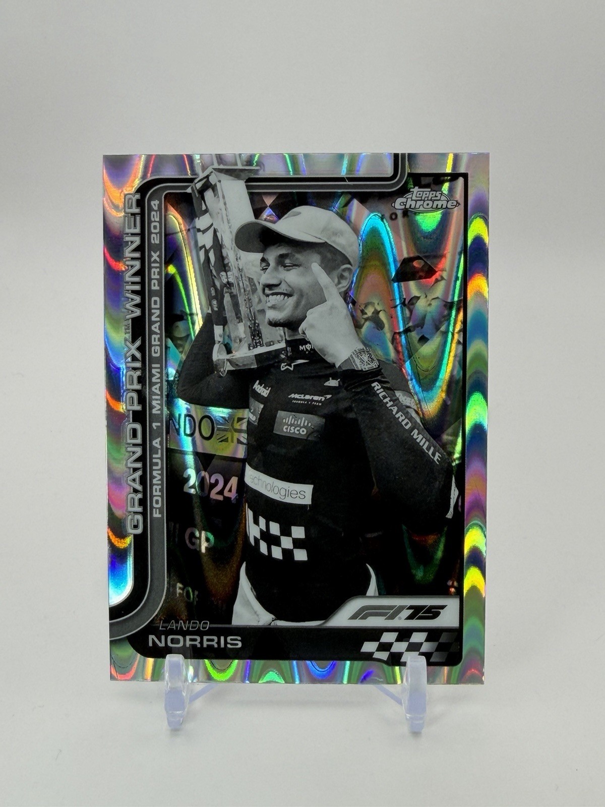 Lando Norris F1 2025 Topps Chrome Formula 1 #98 Black & White RayWave Refractor
