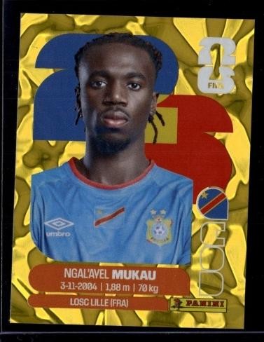 2026 Panini World Cup Sticker Collection Ngal’ayel Mukau Congo DR Gold Crumple