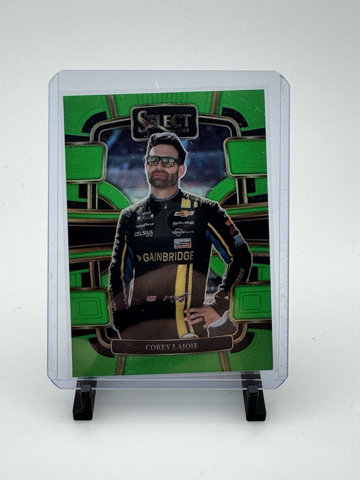 Panini 2024 Select NASCAR Corey LaJoie Grandstand Neon Green Prizm 01/75