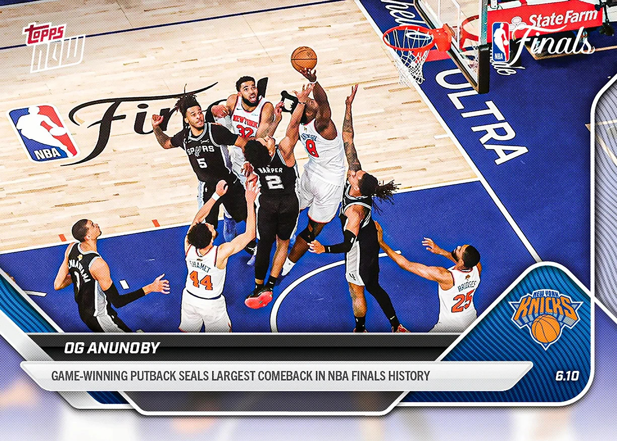 2025/26 NBA FINALS Topps Now 336 OG ANUNOBY WINNING SHOT NEW YORK KNICKS PRESALE