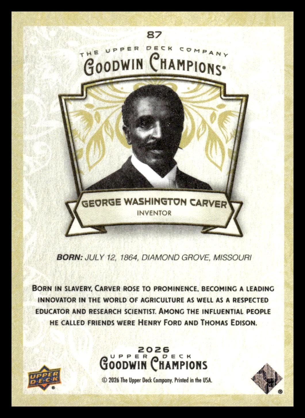 2026 UD Goodwin Champions 87 George Washington Carver, History