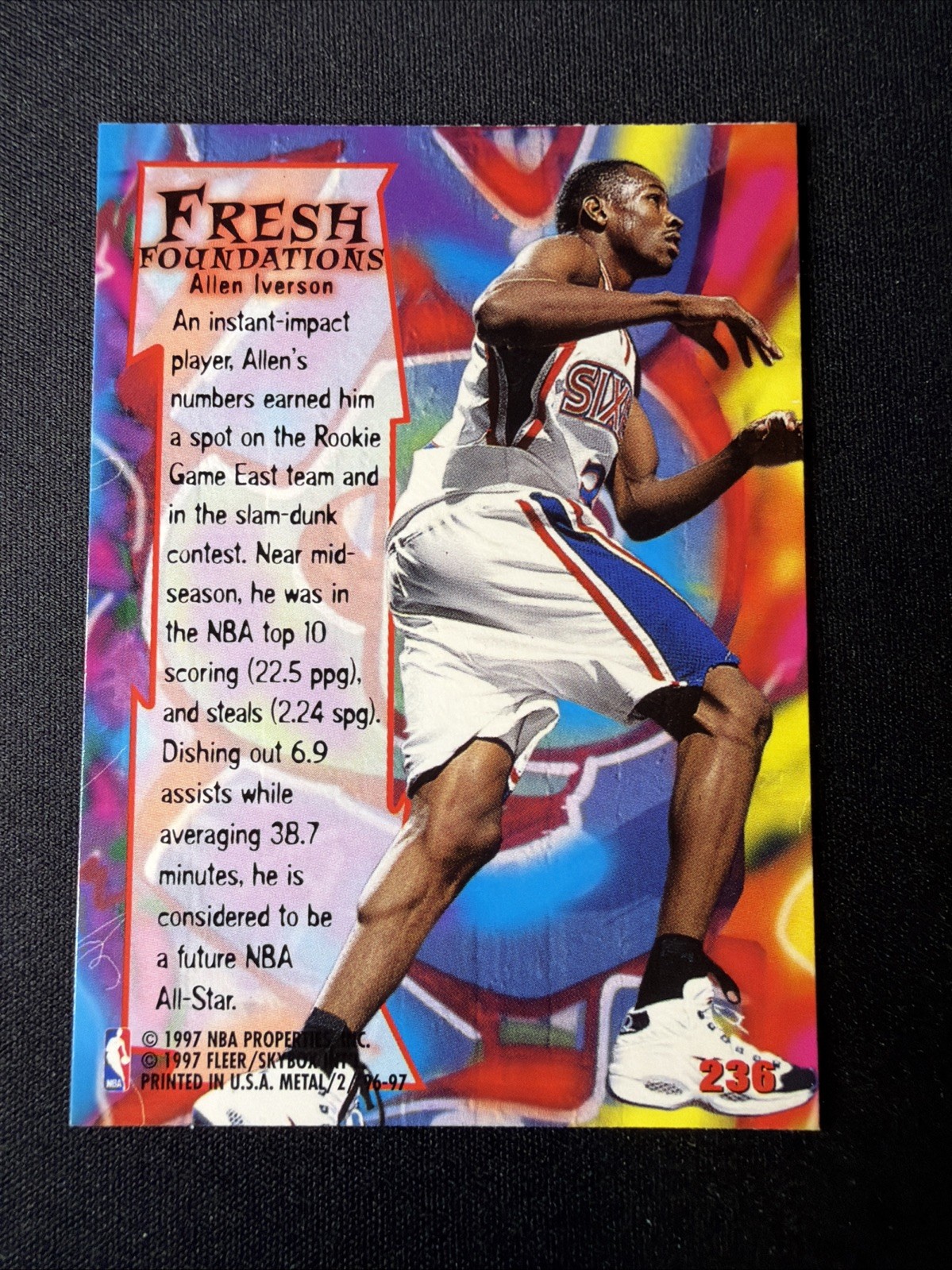 1996-97 Fleer Metal Fresh Foundations Allen Iverson #236 RC Philadelphia 76’ers