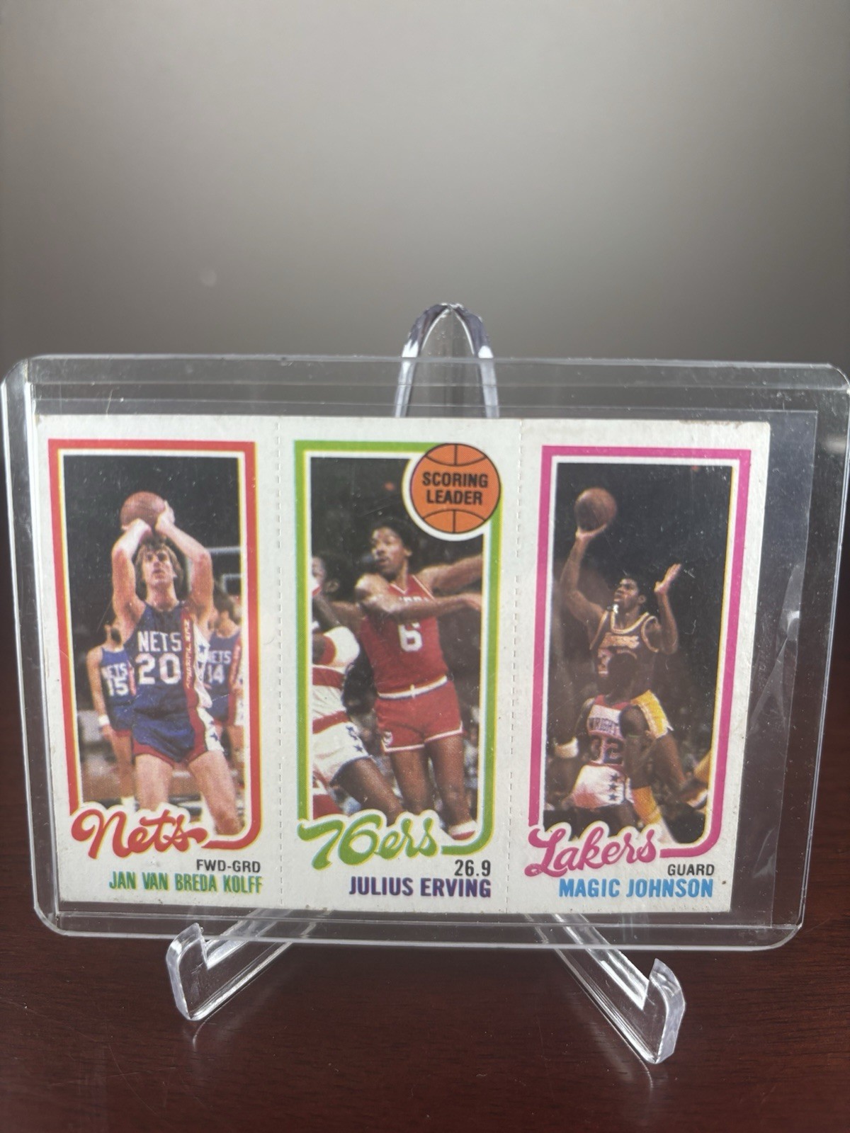 Topps 1980-81 Magic Johnson Julius Erving Jan Van Breda Kolff #139-174-162