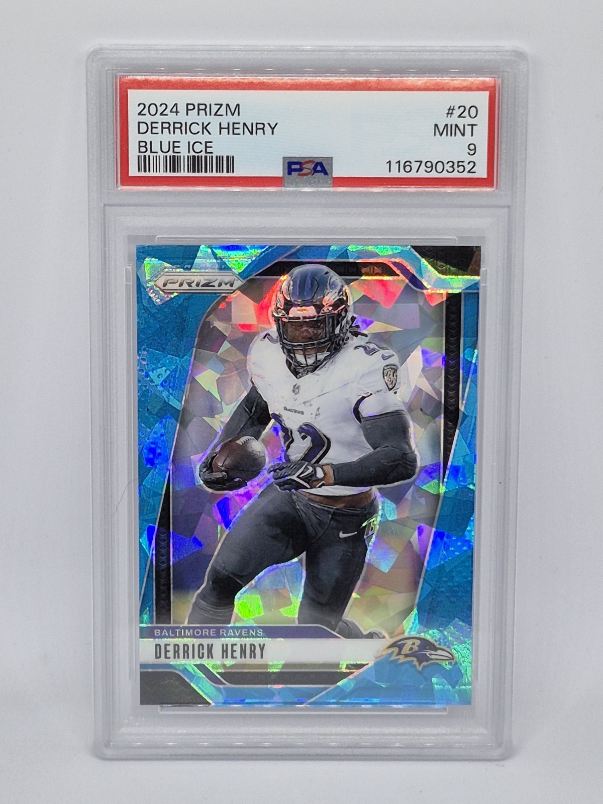 PSA 9 2024 Panini Prizm Derrick Henry Blue Cracked Ice /99 #20