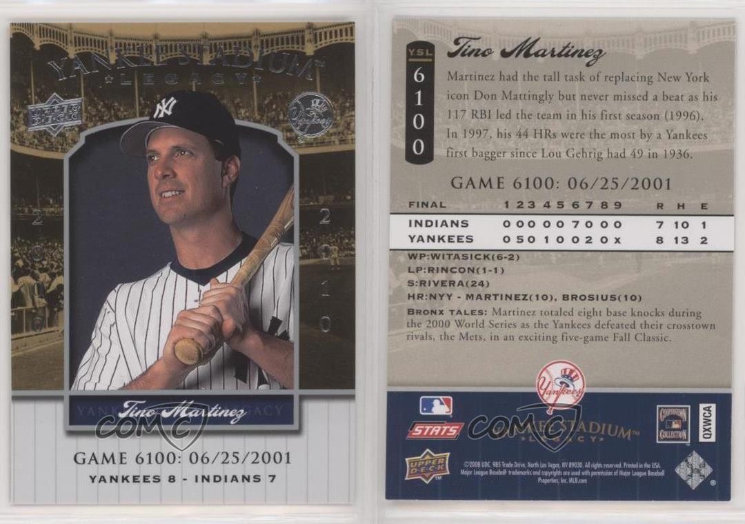 2008 Upper Deck Yankee Stadium Legacy Tino Martinez #YSL6100 c7w