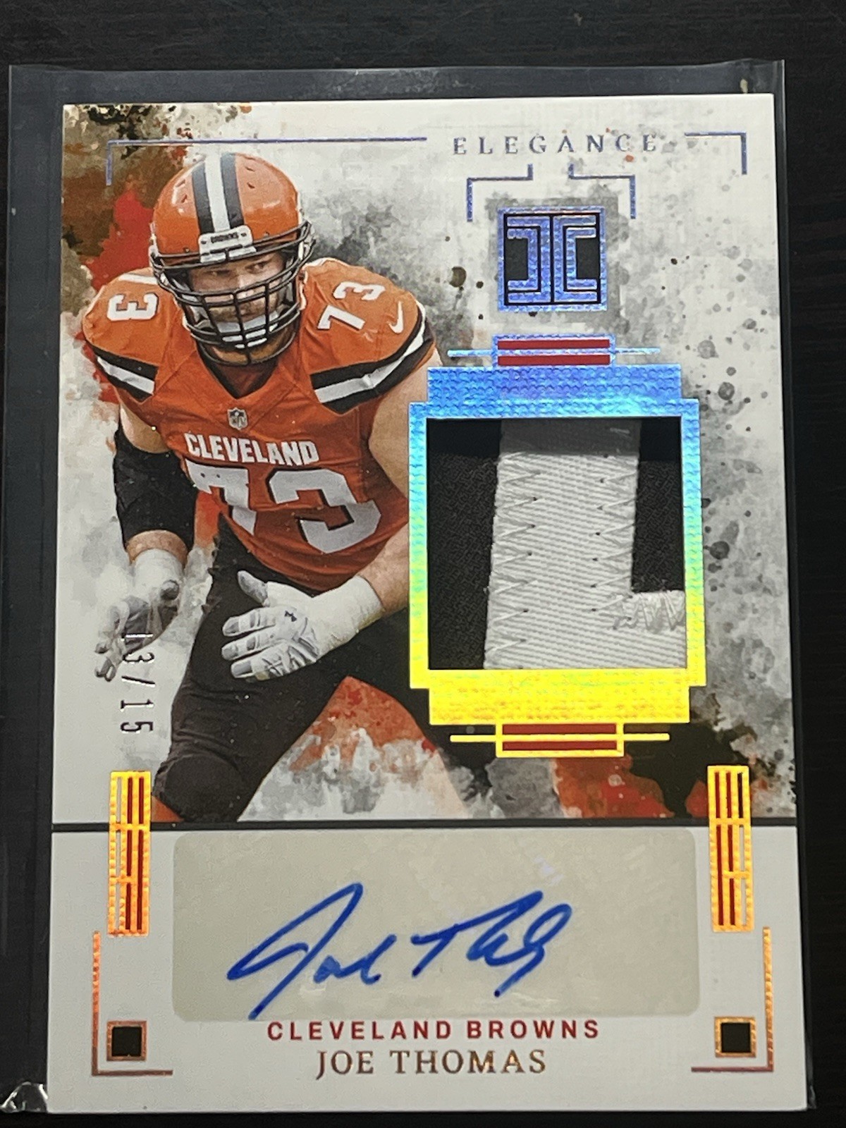 Joe Thomas 2025 Panini Impeccable Elegance Patch Auto 13/15 Browns HOF Legend!