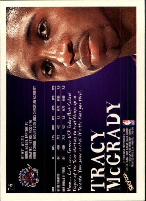 1998-99 Hoops #76 Tracy McGrady Card