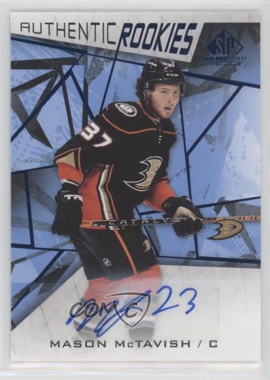 2021 SP Game Used Authentic Rookies Blue Mason McTavish #180 Rookie Auto RC 1m5d