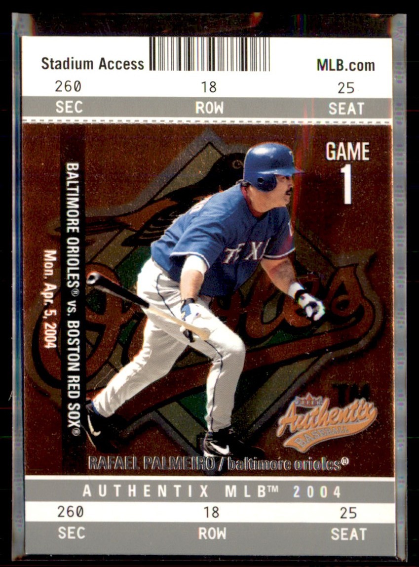 2004 Fleer Authentix Rafael Palmeiro Baltimore Orioles #88