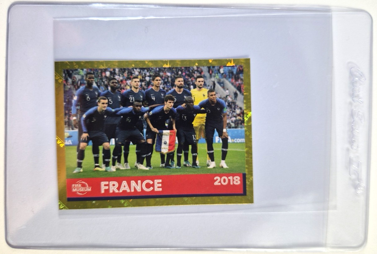 2022 Panini World Cup Qatar GOLD Sticker Team 2018 France Gray Back, Gem Mint 10